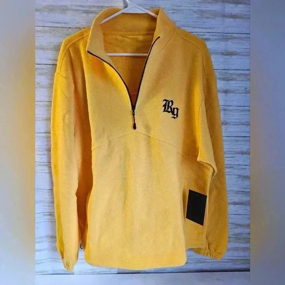 Raw gear 3/4 zip up pull over fleece yellow mens small - Picture 6 of 8